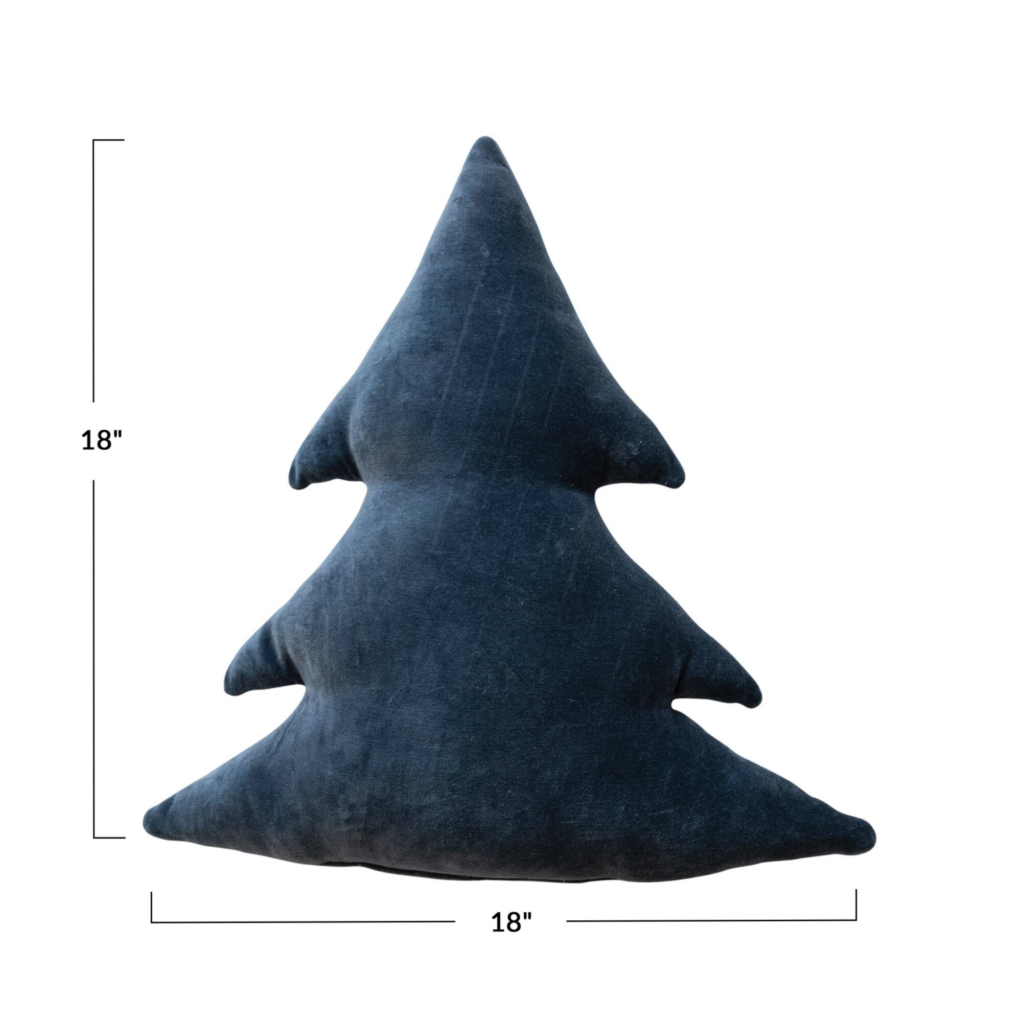 Hello Honey® 18" Blue Cotton Velvet Tree-Shaped Throw Pillow